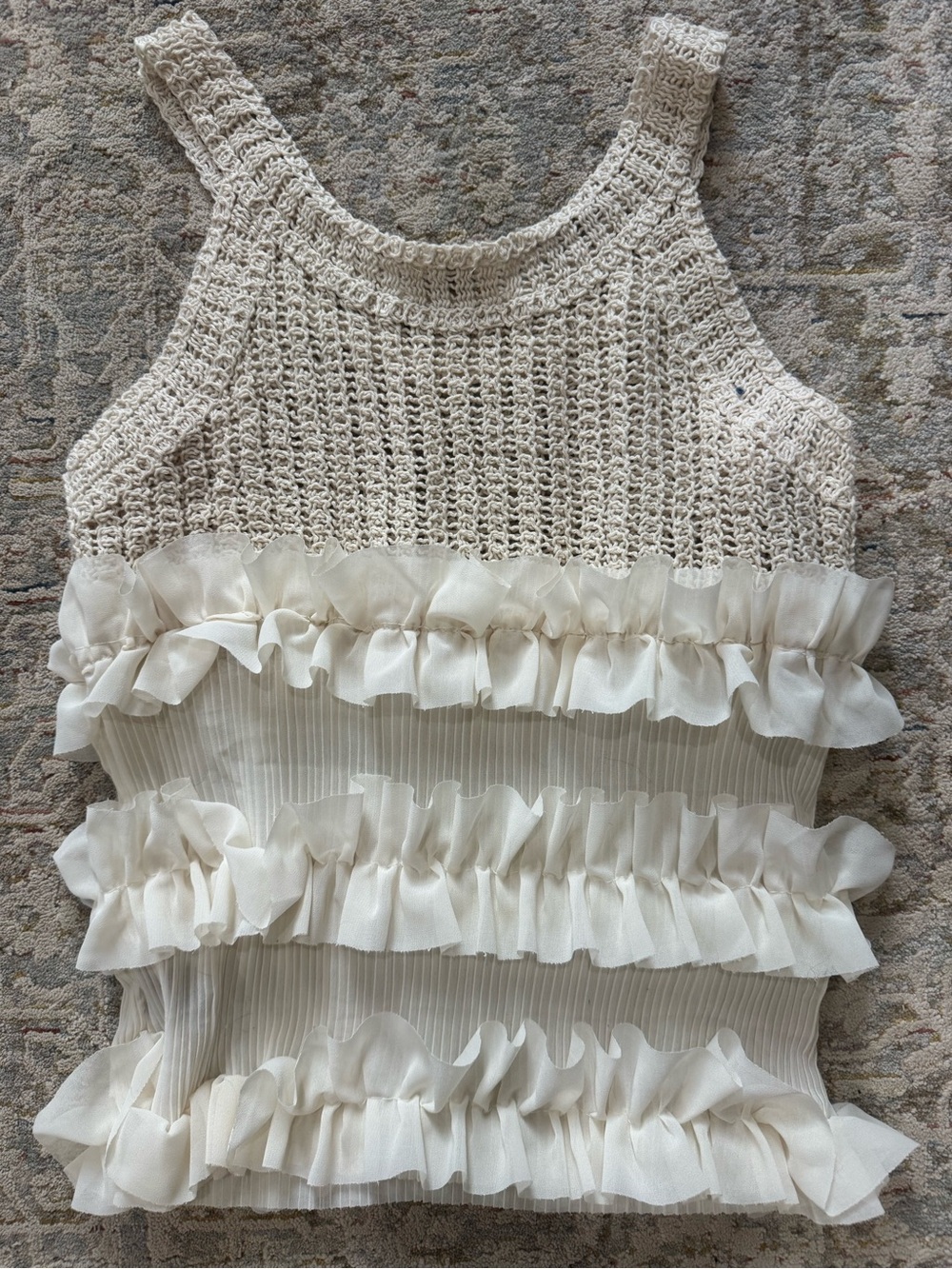 POL Cream Crochet & Ruffle Tank Top - Picture 3 of 6